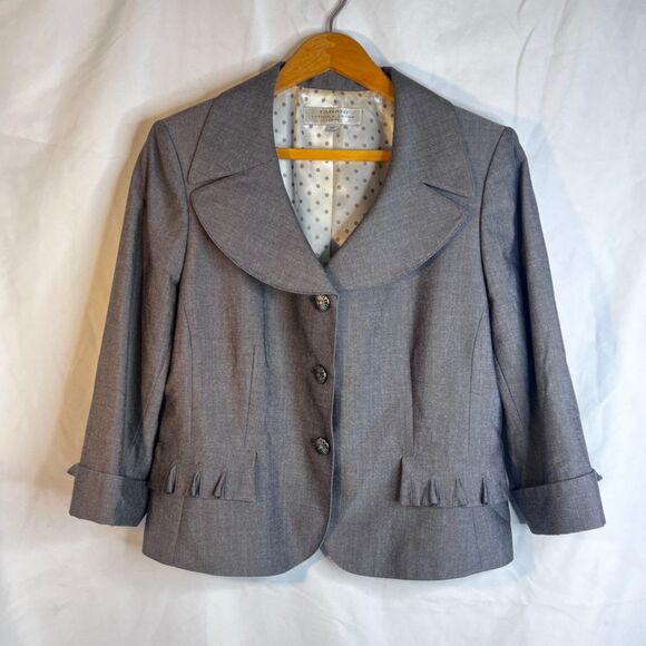 Tahari Arthur S Levine Blazer Single Breasted Career Feminine Gray Size 12P - Picture 10 of 10
